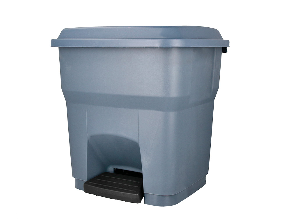 POUBELLE CONTENEUR Q-CONNECT PLASTIQUE AVEC COUVERCLE ET PEDALE CAPACITE 30L DIM 395X395X420MM COLORIS GRIS