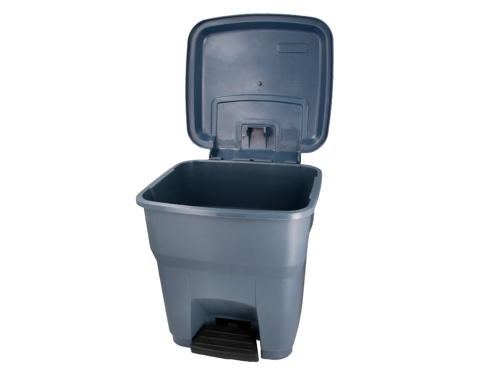POUBELLE CONTENEUR Q-CONNECT PLASTIQUE AVEC COUVERCLE ET PEDALE CAPACITE 30L DIM 395X395X420MM COLORIS GRIS