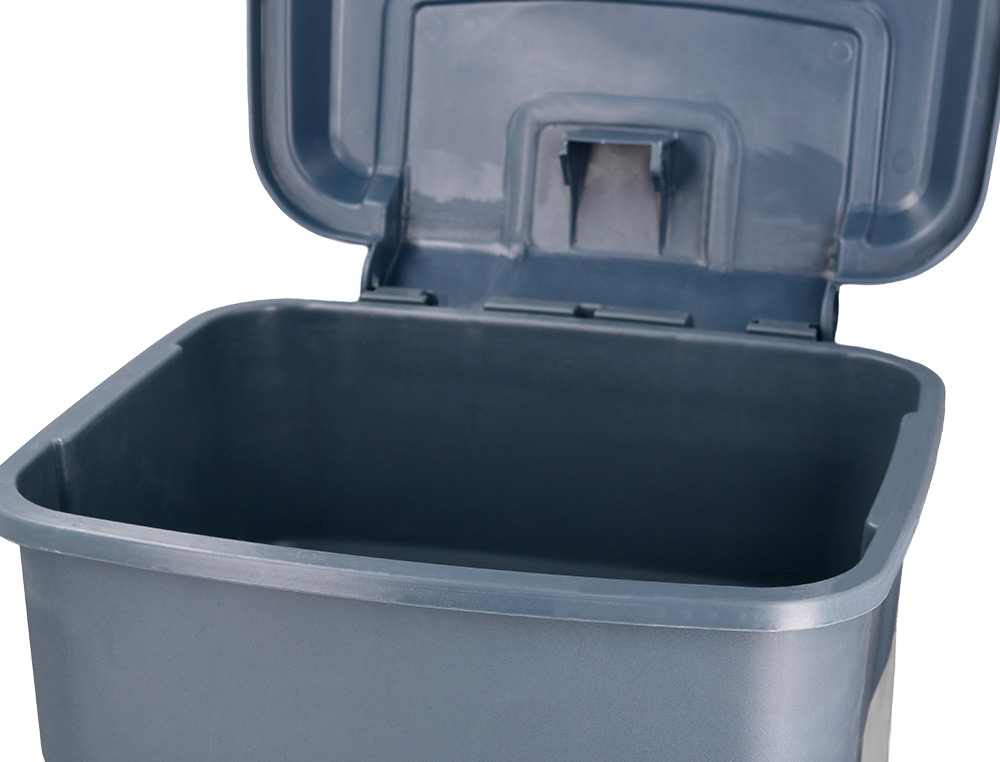 POUBELLE CONTENEUR Q-CONNECT PLASTIQUE AVEC COUVERCLE ET PEDALE CAPACITE 30L DIM 395X395X420MM COLORIS GRIS