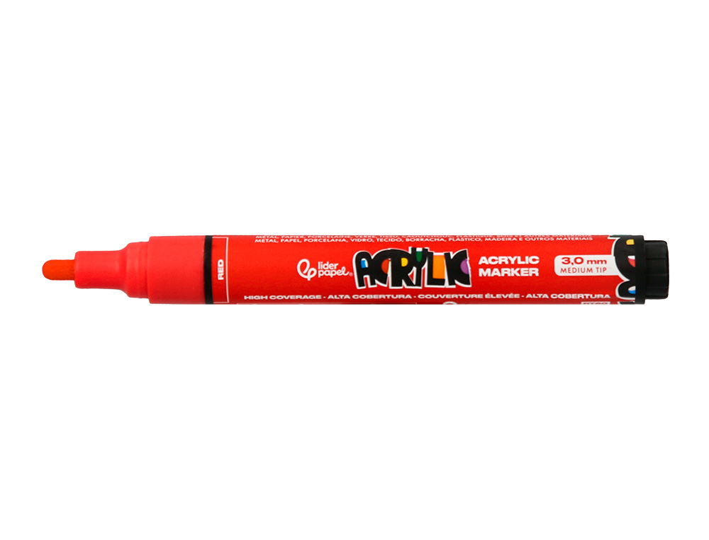 MARQUEUR LIDERPAPEL ACRYLIQUE BASE EAU TOUS SUPPORT POINTE RONDE 3MM COLORIS ASSORTIS BOITE 4 UNITES