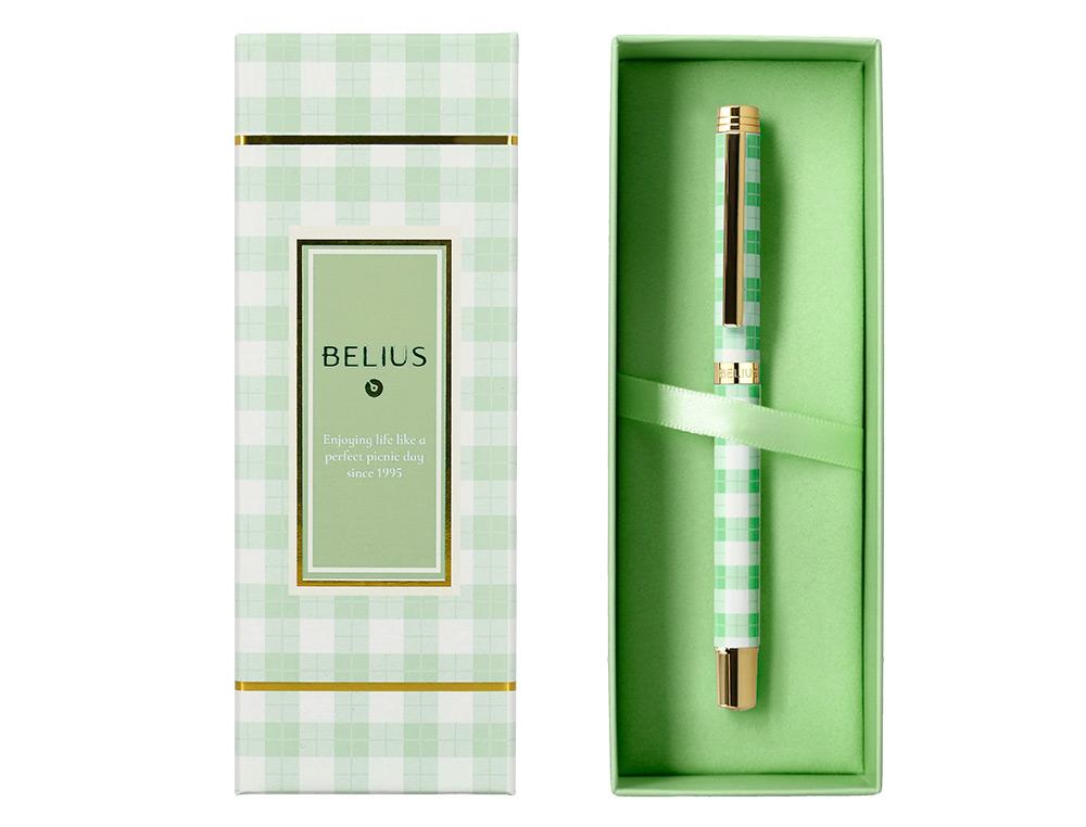 ROLLER BELIUS PICNIC ALUMINIUM ENCRE NOIRE COLORIS VERT DORE BOITE DESIGN
