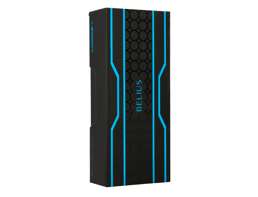 STYLO-BILLE BELIUS LEGACY ALUMINIUM ENCRE BLEUE DESIGN CERCLES BLEUX CORPS NOIR BOITE DESIGN