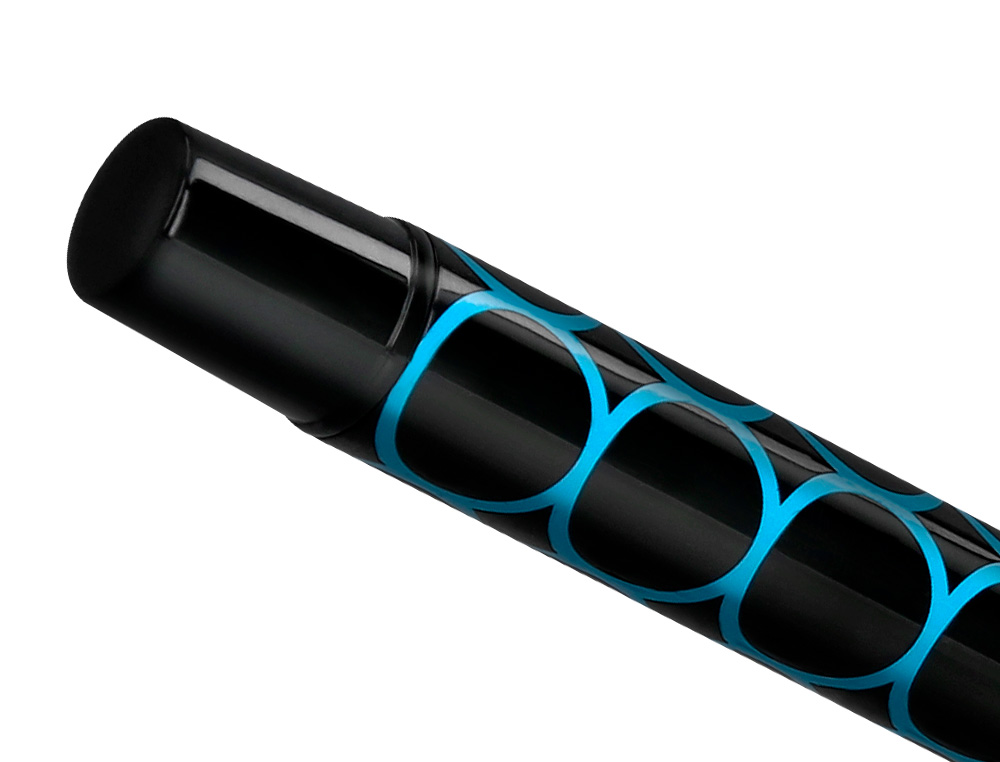 STYLO-BILLE BELIUS LEGACY ALUMINIUM ENCRE BLEUE DESIGN CERCLES BLEUX CORPS NOIR BOITE DESIGN