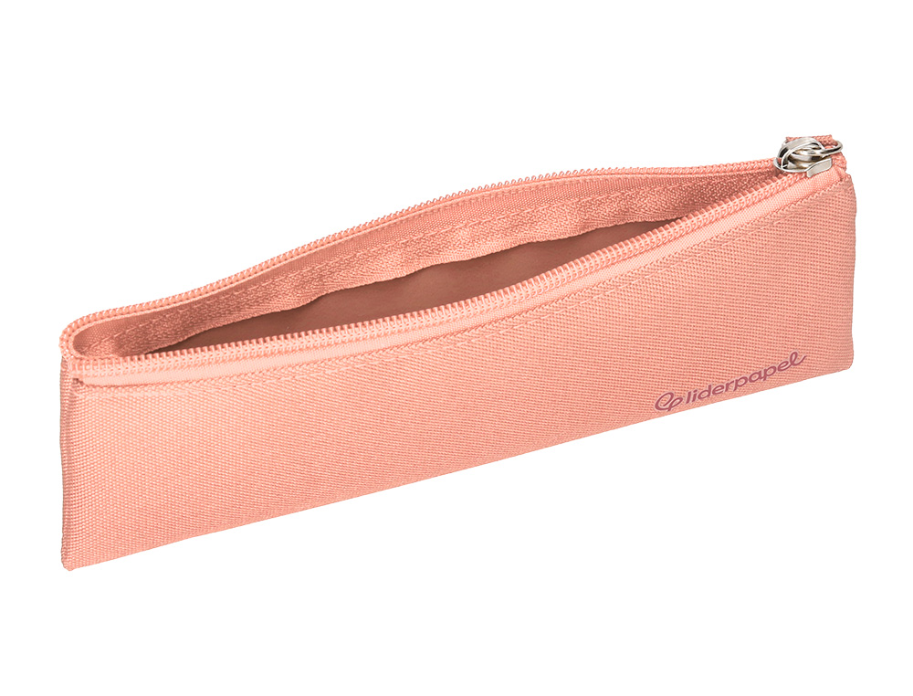 FOURRE-TOUT LIDERPAPEL PLAT MINCE 1 COMPARTIMENT 20X6CM COLORIS ROSE PECHE