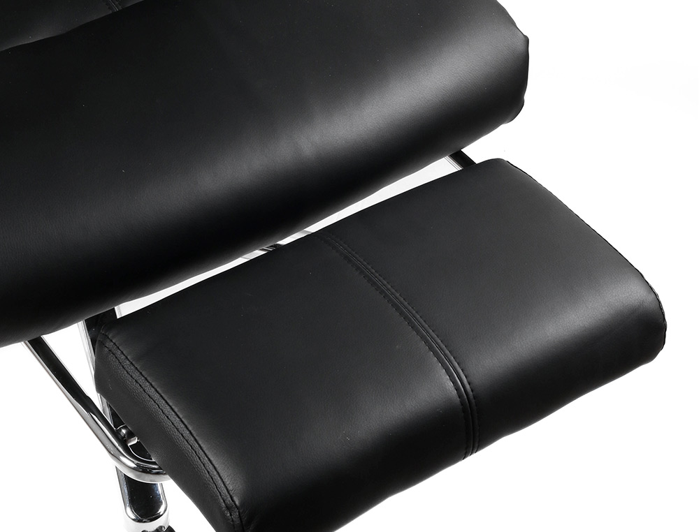 CHAISE DIRECTION Q-CONNECT RAVENNA SIMIL CUIR BASE METALLIQUE HAUT MAX 1300 LARG 550 PROF 510MM ROUES PREMIUM NOIR