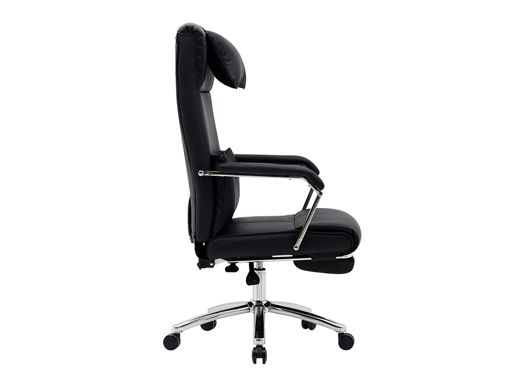 CHAISE DIRECTION Q-CONNECT RAVENNA SIMIL CUIR BASE METALLIQUE HAUT MAX 1300 LARG 550 PROF 510MM ROUES PREMIUM NOIR