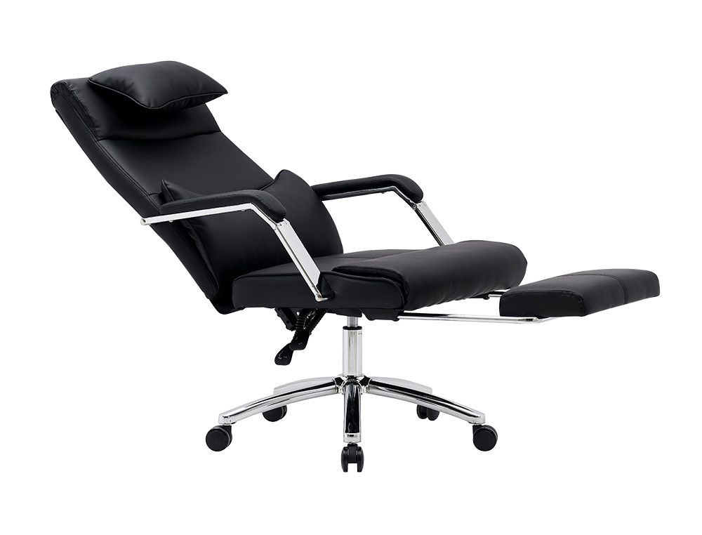 CHAISE DIRECTION Q-CONNECT RAVENNA SIMIL CUIR BASE METALLIQUE HAUT MAX 1300 LARG 550 PROF 510MM ROUES PREMIUM NOIR
