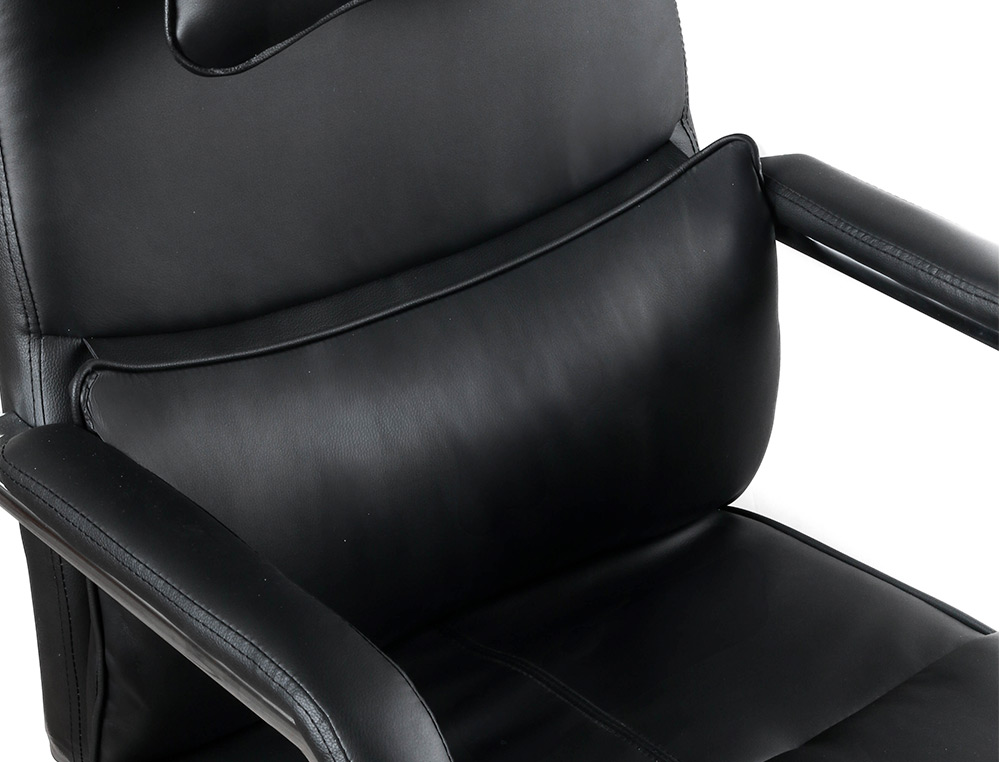 CHAISE DIRECTION Q-CONNECT RAVENNA SIMIL CUIR BASE METALLIQUE HAUT MAX 1300 LARG 550 PROF 510MM ROUES PREMIUM NOIR