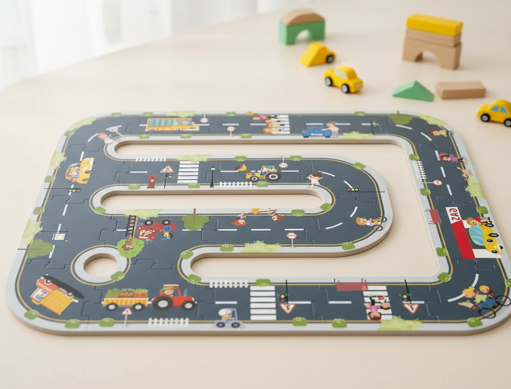 PUZZLE ENFANT IMAGINOVO VILLE ET ROUTE BOIS +3 ANS 21 PIECES 22X22X6,4 CM