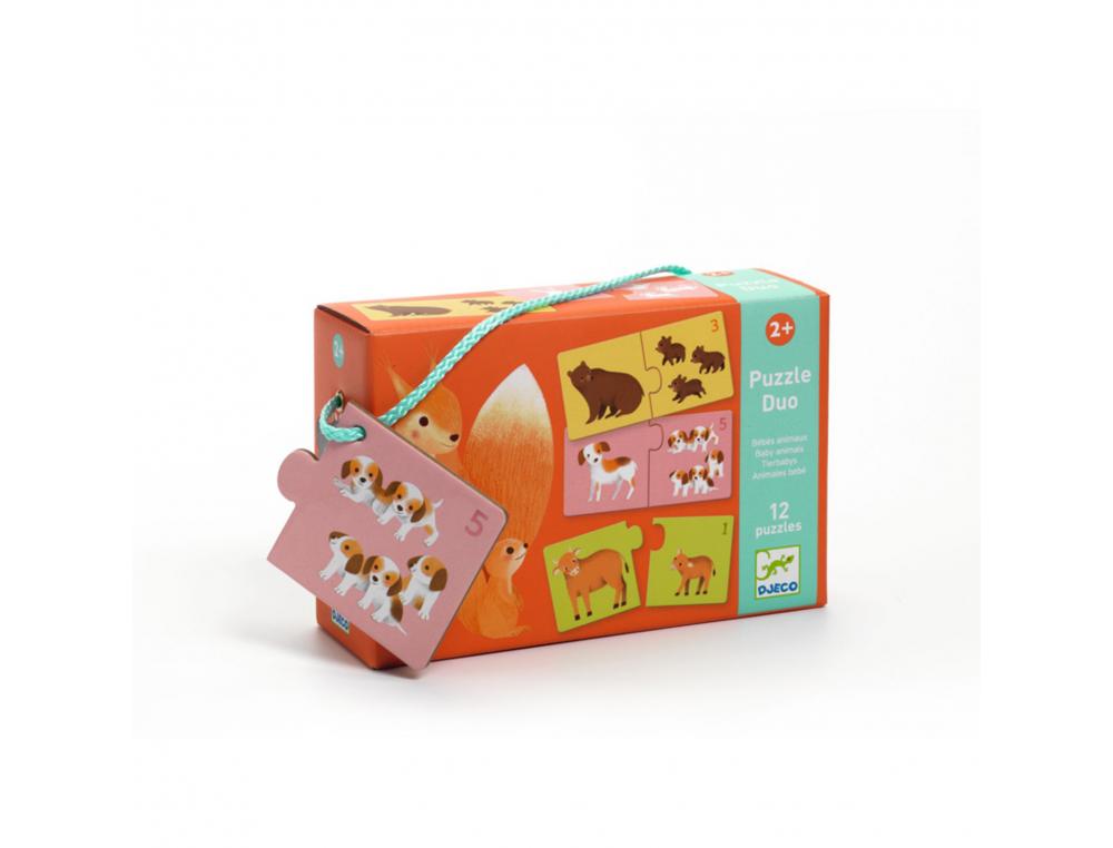 JEUX D ASSOCIATION DJECO PUZZLE DUO BEBES ANIMAUX 2 X 12 PIECES