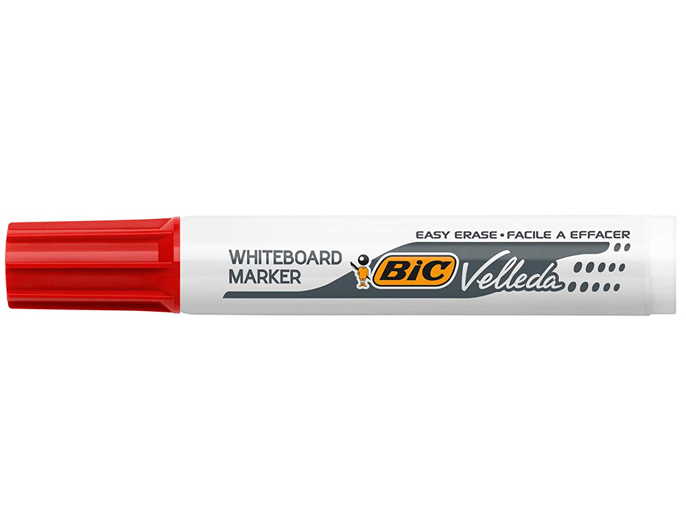 MARQUEUR BIC VELLEDA 1781 EFFAÇABLE POINTE BISEAUTÉE 2MM ÉCRITURE 3/5MM ENCRE CÉTONE CORPS MÉTAL CAPUCHON VENTILÉ ROUGE
