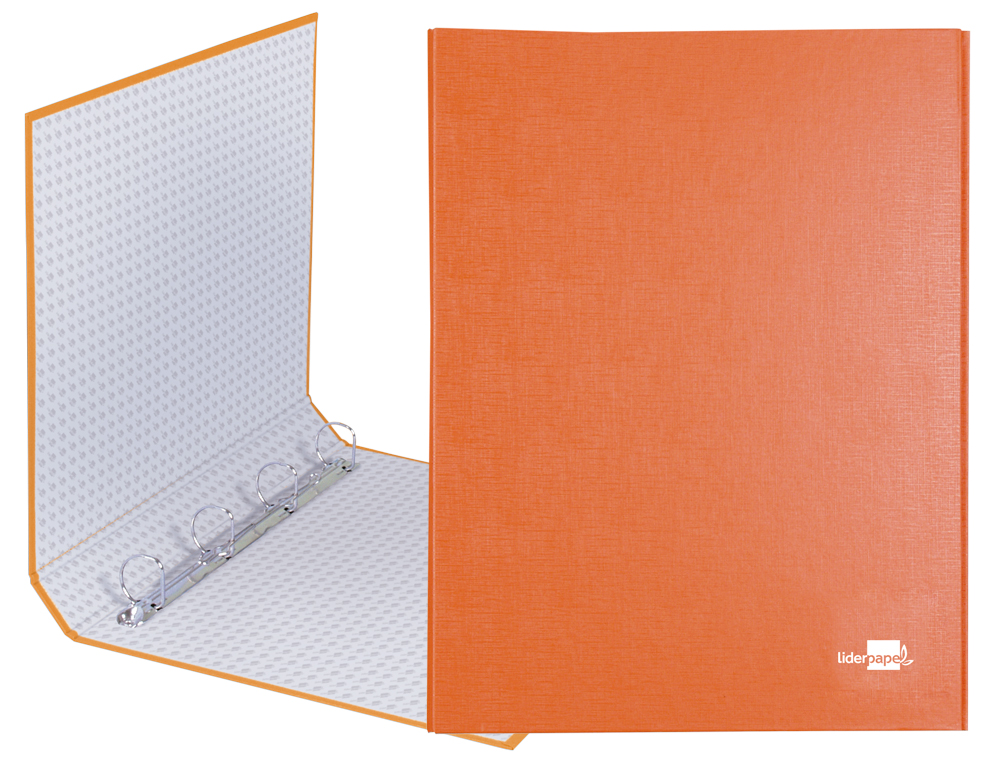 CLASSEUR LIDERPAPEL 4 ANNEAUX RONDS 25MM A4+ CARTON REMBORDÉ PAPER COAT COLORIS ORANGE