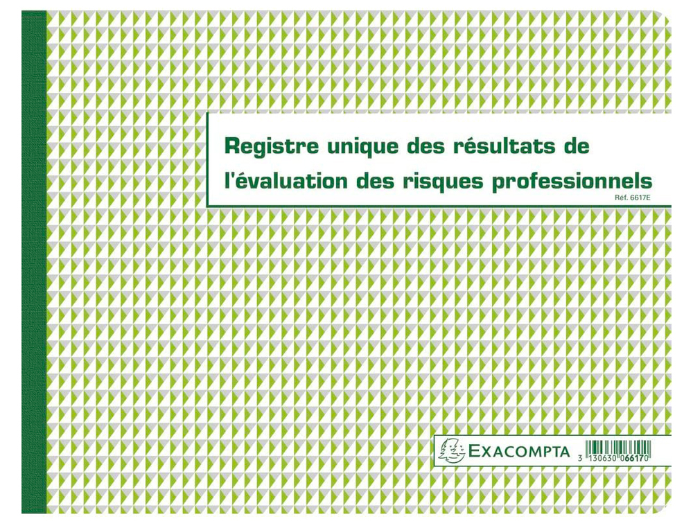 REGISTRE PIQUÉ EXACOMPTA RÉSULTATS ÉVALUATIONS RISQUES PROFESSIONNELS 320X240MM 60 PAGES