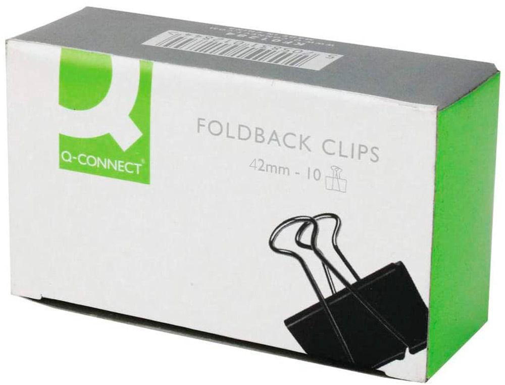 PINCE Q-CONNECT DOUBLE CLIP LARGEUR 42MM COLORIS NOIR BOITE CARTON 10 UNITES