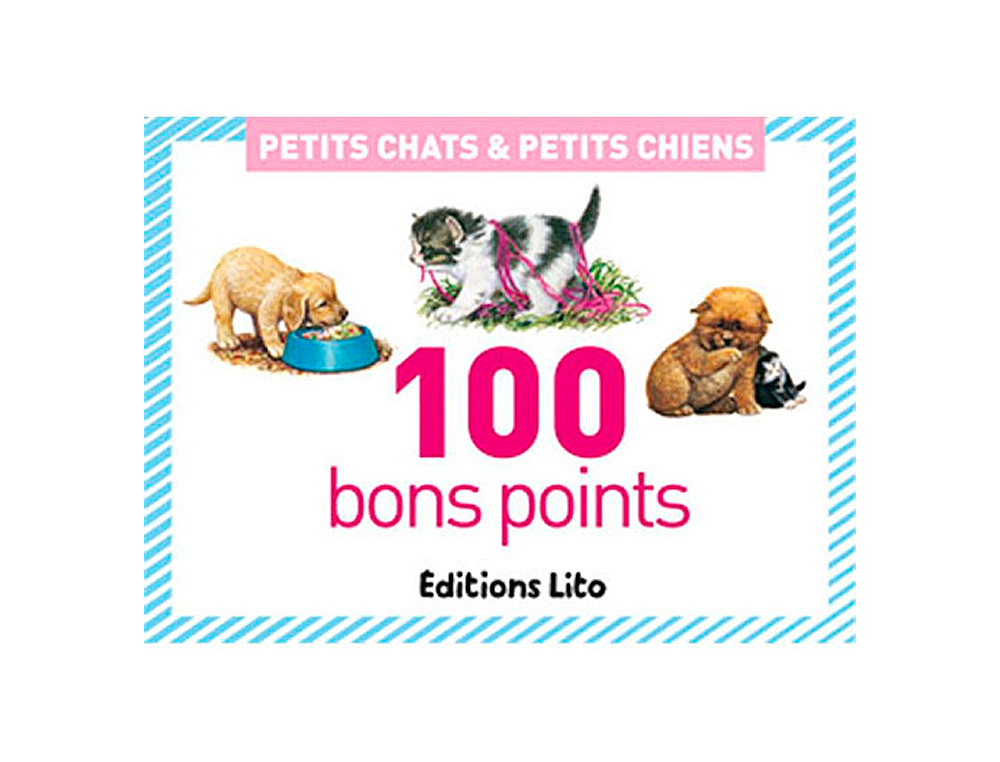 BON POINT ÉDITIONS LITO PETITS CHATS & PETITS CHIENS TEXTE PÉDAGOGIQUE AU VERSO 61X82MM BOÎTE 100 UNITÉS