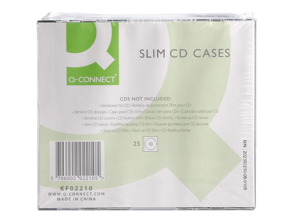 BOTIER CD/DVD Q-CONNECT SLIM COLORIS NOIR BOTE 25 UNITS