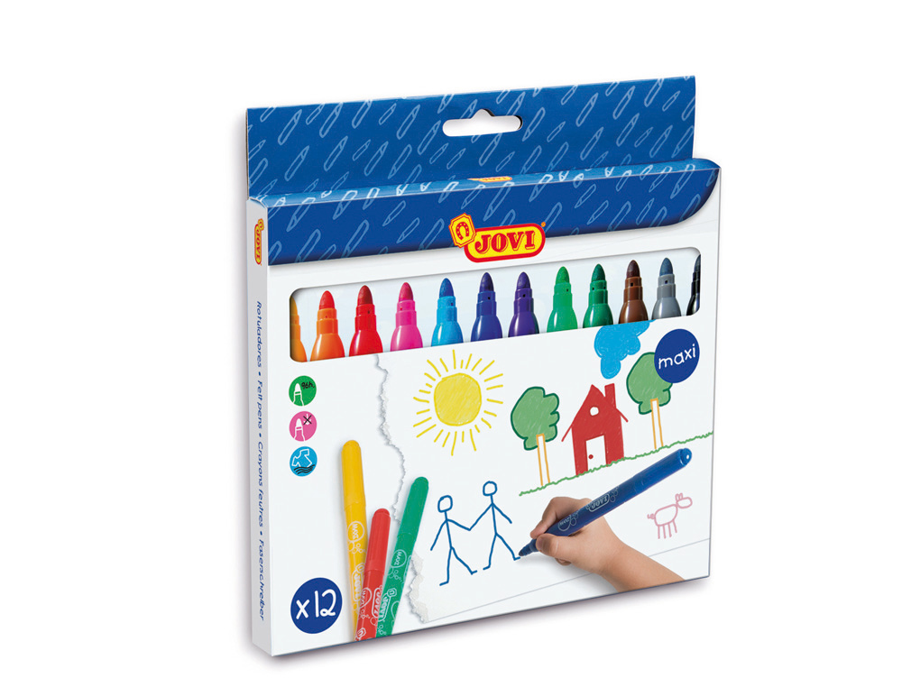 FEUTRE COLORIAGE JOVI MINE 14MM LONGUEUR 135MM POINTE LARGE POCHETTE 12 UNITS
