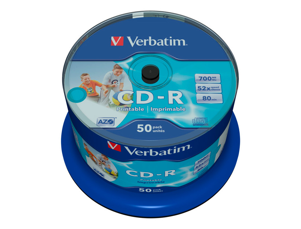 CD-R VERBATIM AZO RINSCRIPTIBLE VITESSE 52X TOUR 50 UNITS