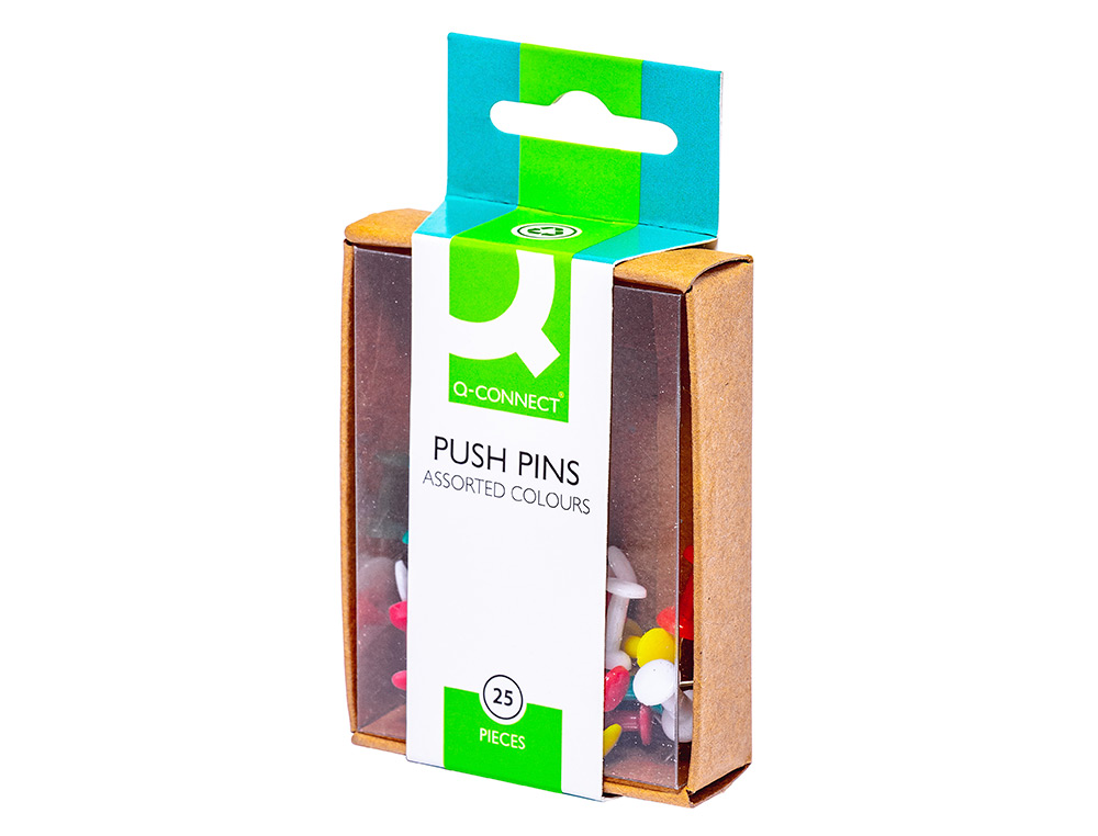 PUNAISE Q-CONNECT PINGLE MMO COLORIS ASSORTIS BOTE 25 UNITS
