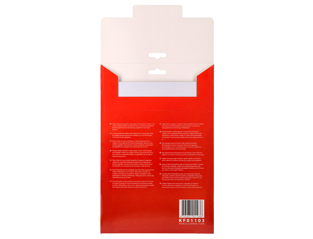 PAPIER PHOTO Q-CONNECT JET D'ENCRE GLAC BRILLANT A4 18     0G/M2 COMPATIBLE TOUTE IMPRIMANTE PAQUET 20 FEUILLES