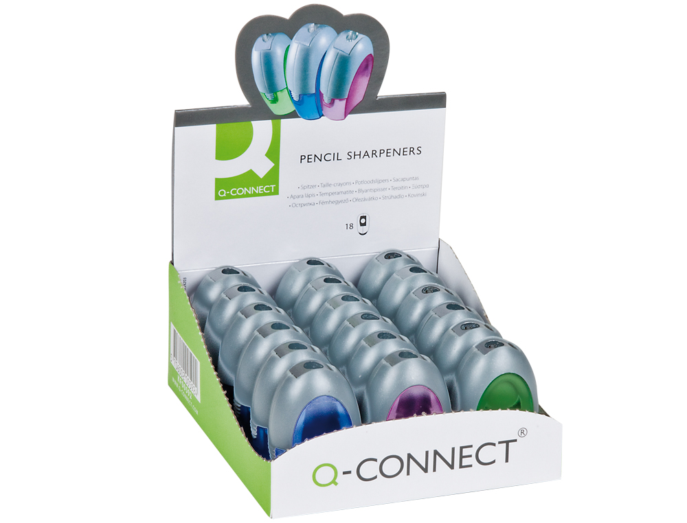 TAILLE-CRAYON Q-CONNECT CONOMIQUE RSERVOIR PLASTIQUE TRANSPARENT 2 USAGES