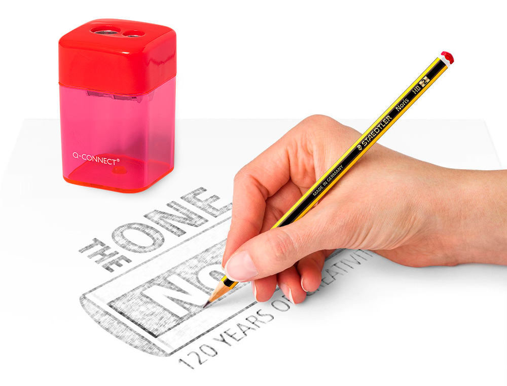 TAILLE-CRAYON Q-CONNECT CONOMIQUE RSERVOIR PLASTIQUE TRANSPARENT 2 USAGES