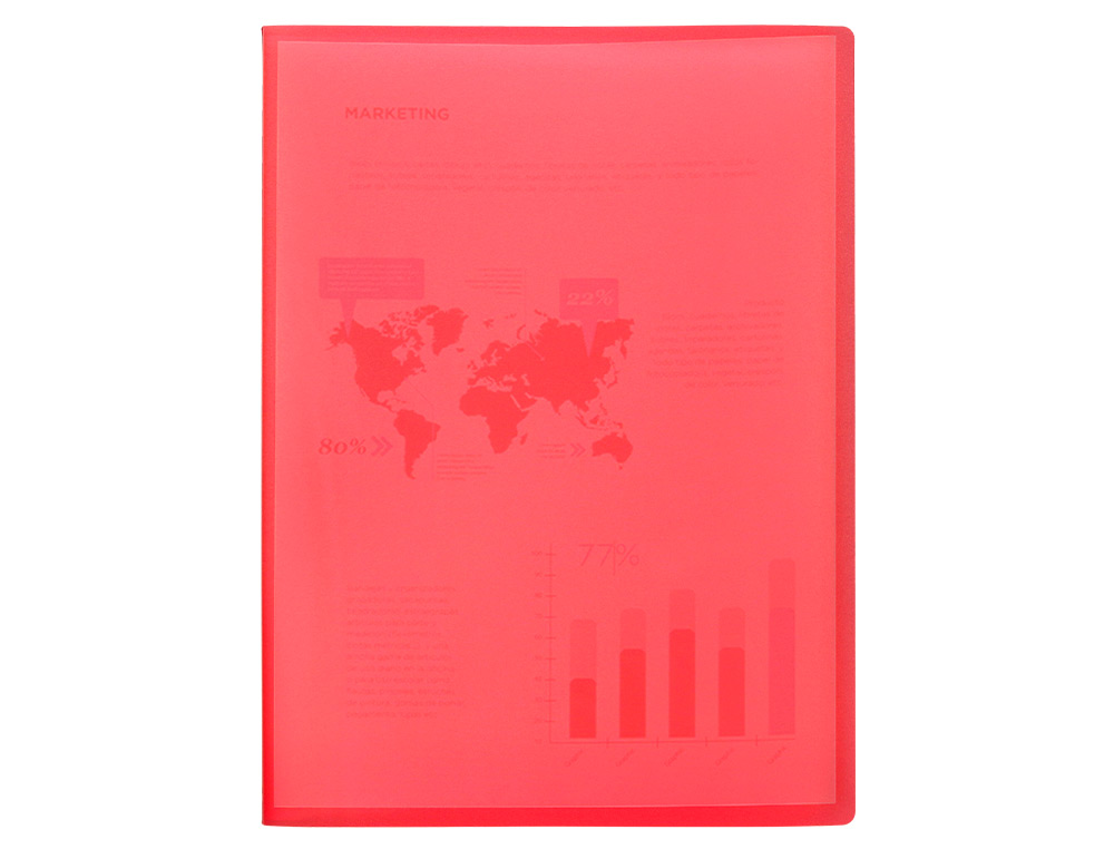 PROTÈGE-DOCUMENTS LIDERPAPEL POLYPROPYLÈNE COUVERTURE FLEXIBLE 30 POCHETTES FIXES A4 210X297MM ROUGE TRANSLUCIDE