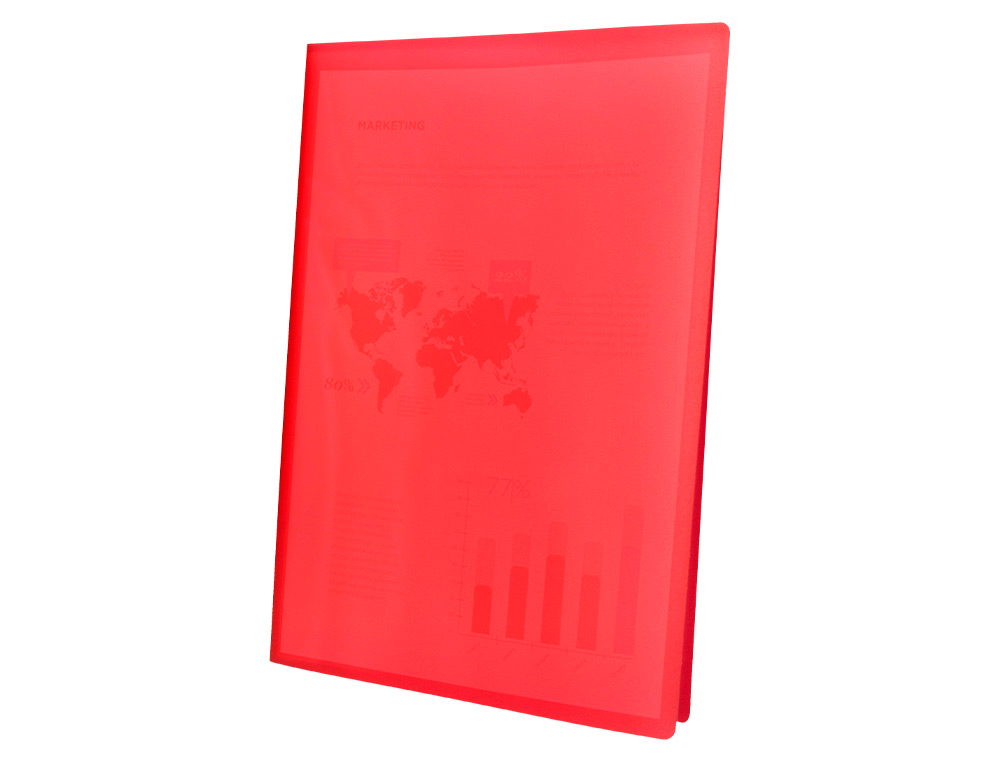 PROTÈGE-DOCUMENTS LIDERPAPEL POLYPROPYLÈNE COUVERTURE FLEXIBLE 30 POCHETTES FIXES A4 210X297MM ROUGE TRANSLUCIDE