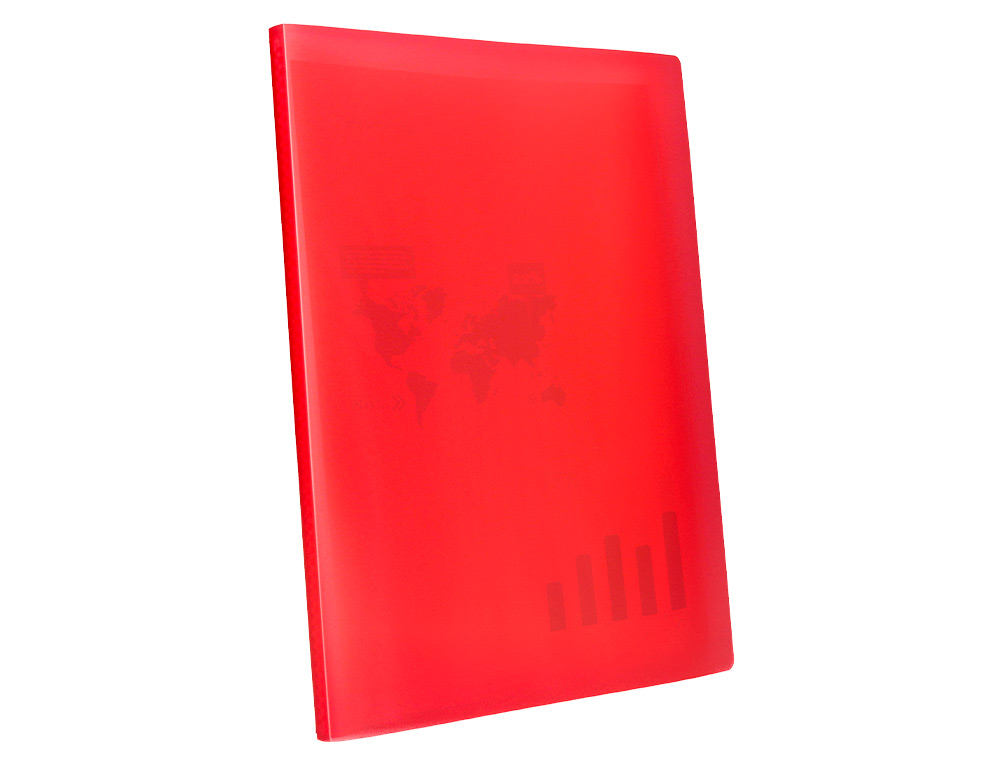 PROTÈGE-DOCUMENTS LIDERPAPEL POLYPROPYLÈNE COUVERTURE FLEXIBLE 30 POCHETTES FIXES A4 210X297MM ROUGE TRANSLUCIDE