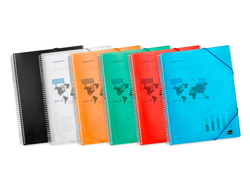 PROTGE-DOCUMENTS LIDERPAPEL POLYPROPYLNE COUVERTURE RIGIDE SPIRALE 30 POCHETTES FIXES A4 210X297MM COLORIS ROUGE