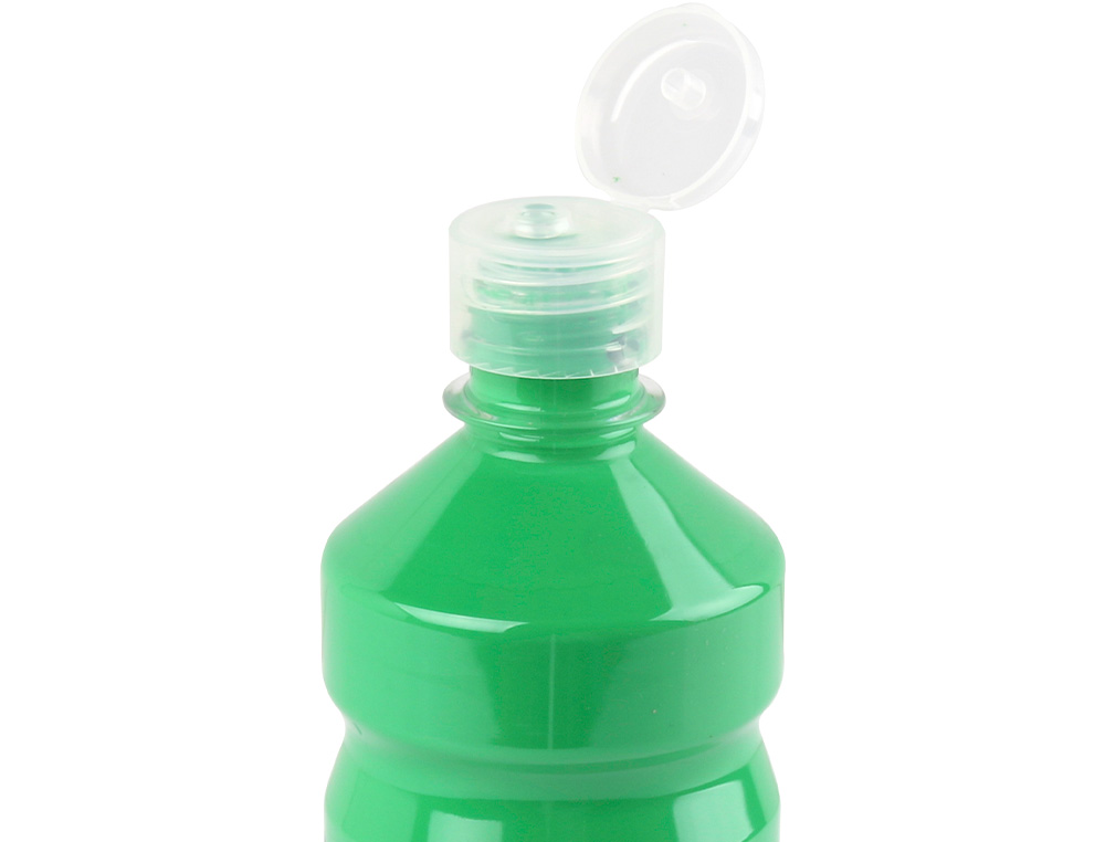 GOUACHE SCOLAIRE LIDERPAPEL LIQUIDE LAVABLE FERMETURE SÉCURITÉ BRILLANTE COLORIS VERT FLACON 500ML