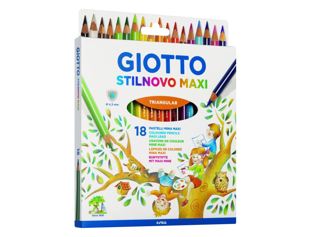 CRAYON COULEUR GIOTTO STILNOVO MAXI COLORIS         ASSORTIS ETUI 18 UNITES