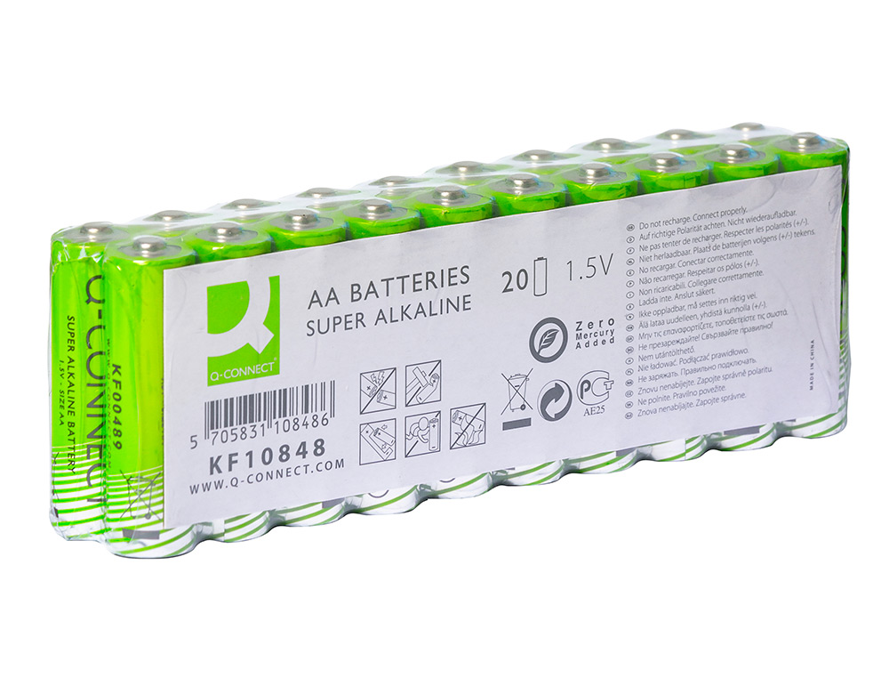 PILE Q-CONNECT ALCALINE AA LR6 CAPACITÉ 1.5V PACK 20 UNITÉS