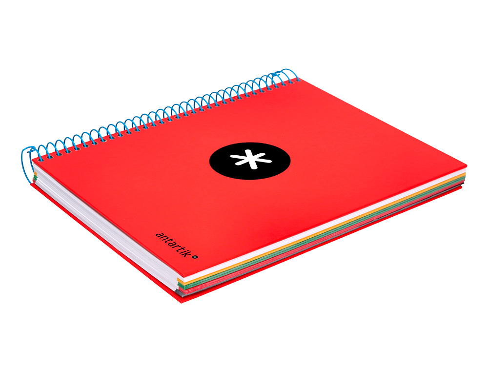CAHIER SPIRALE ANTARTIK A5 240P 90G COUVERTURE REMBORDEE QUADRILLAGE 5MM 6 TROUS COIL-LOCK COLORIS ROUGE