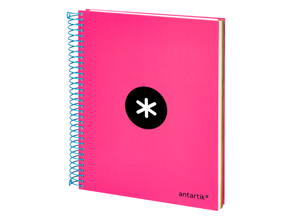 CAHIER SPIRALE ANTARTIK A5 240P 90G COUVERTURE REMBORDEE QUADRILLAGE 5MM 6 TROUS COIL-LOCK COLORIS ROSE FLUO