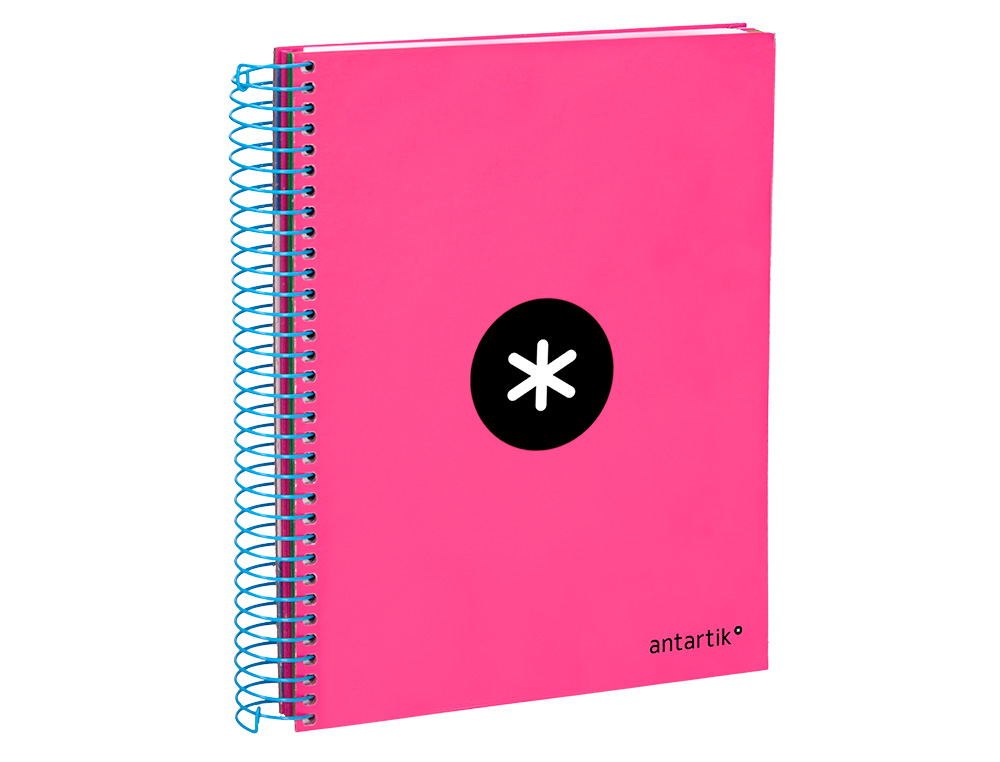 CAHIER SPIRALE ANTARTIK A5 240P 90G COUVERTURE REMBORDEE QUADRILLAGE 5MM 6 TROUS COIL-LOCK COLORIS ROSE FLUO