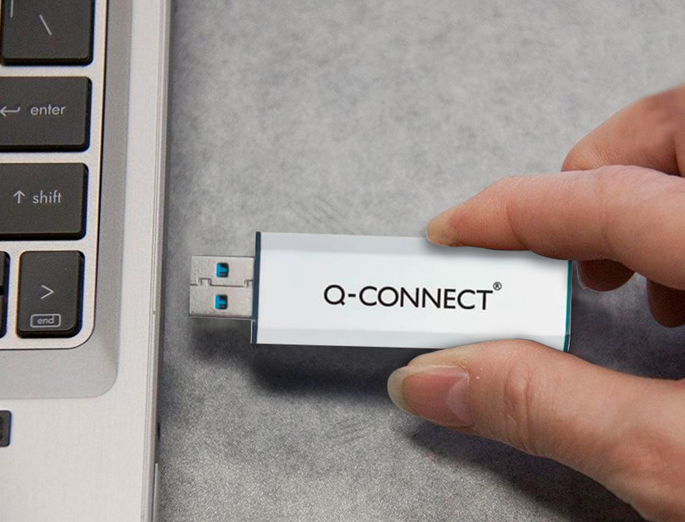 CLÉ USB Q-CONNECT 3.0 16GB LECTURE175MB/S ÉCRITURE 60MB/S    RÉTRACTABLE INTERFACE SUPERSPEED 3.0 COMPATIBLE USB 2.0
