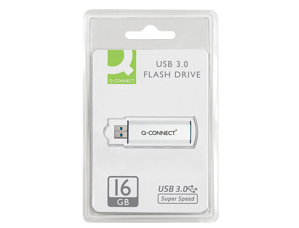 CLÉ USB Q-CONNECT 3.0 16GB LECTURE175MB/S ÉCRITURE 60MB/S    RÉTRACTABLE INTERFACE SUPERSPEED 3.0 COMPATIBLE USB 2.0