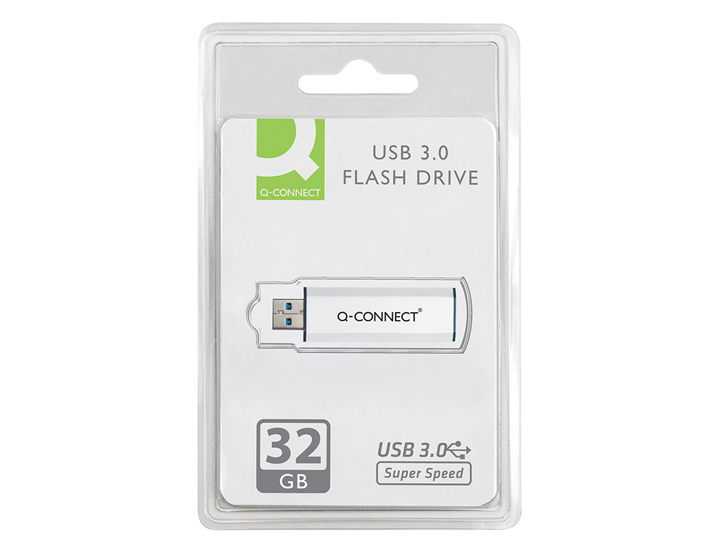 CLÉ USB Q-CONNECT 3.0 32GB LECTURE175MB/S ÉCRITURE 60MB/S    RÉTRACTABLE INTERFACE SUPERSPEED 3.0 COMPATIBLE USB 2.0
