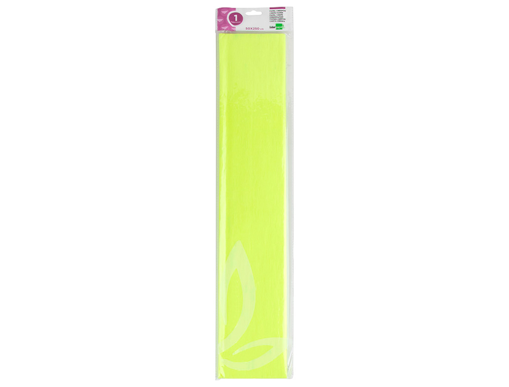 PAPIER CRÉPON LIDERPAPEL 34G/M2 50CMX2.5M UNICOLORE JAUNE FLUORESCENT