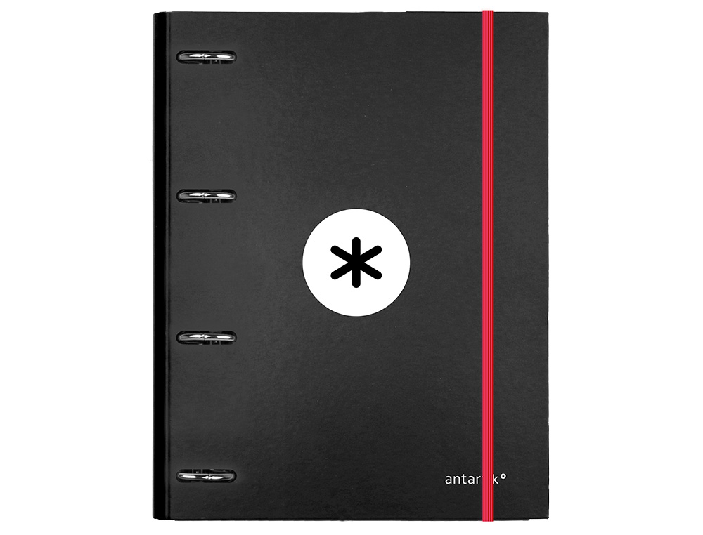 CLASSEUR ANTARTIK 4 ANNEAUX RONDS 25MM A4 CARTON REMBORDÉ FEUILLETS MOBILES QUADRILLAGE 5MM COLORIS NOIR