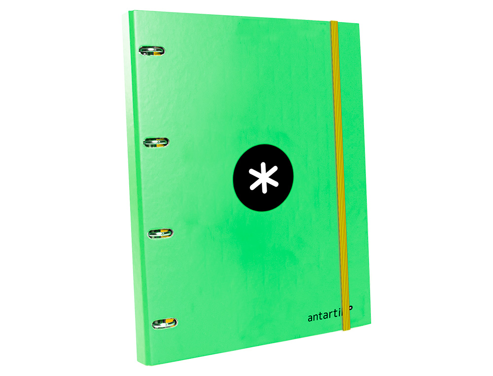 CLASSEUR ANTARTIK 4 ANNEAUX RONDS 25MM A4 CARTON REMBORDÉ FEUILLETS MOBILES QUADRILLAGE 5MM COLORIS VERT