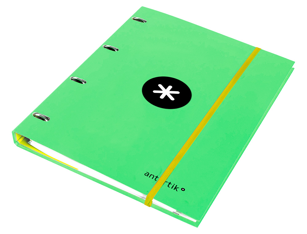 CLASSEUR ANTARTIK 4 ANNEAUX RONDS 25MM A4 CARTON REMBORDÉ FEUILLETS MOBILES QUADRILLAGE 5MM COLORIS VERT