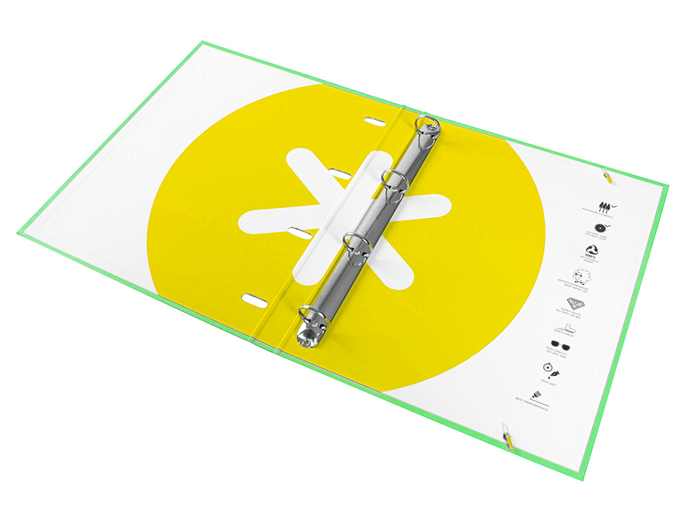 CLASSEUR ANTARTIK 4 ANNEAUX RONDS 25MM A4 CARTON REMBORDÉ FEUILLETS MOBILES QUADRILLAGE 5MM COLORIS VERT