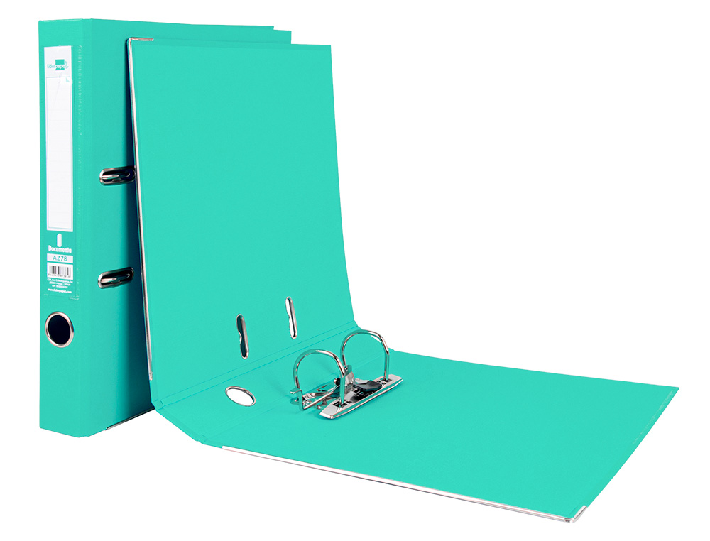 CLASSEUR LEVIER LIDERPAPEL A4 DOCUMENTA CARTON REMBORDÉ 1,9MM DOS 52MM RADO MÉTALLIQUE COLORIS VERT CLAIR