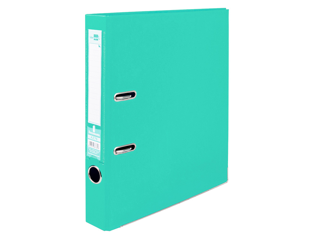 CLASSEUR LEVIER LIDERPAPEL A4 DOCUMENTA CARTON REMBORDÉ 1,9MM DOS 52MM RADO MÉTALLIQUE COLORIS VERT CLAIR