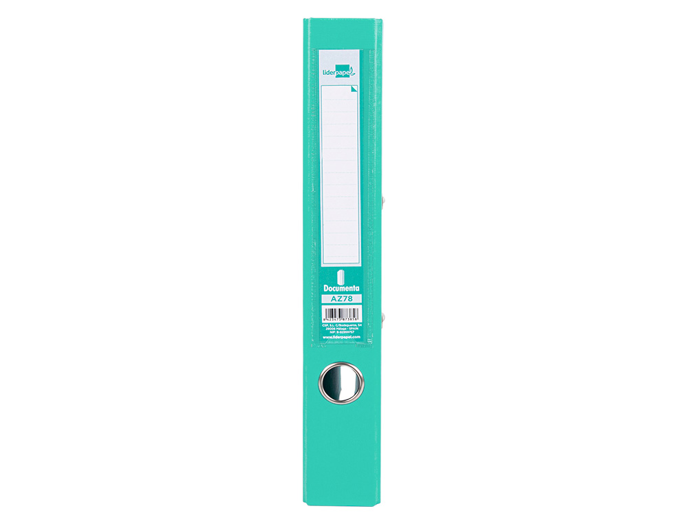 CLASSEUR LEVIER LIDERPAPEL A4 DOCUMENTA CARTON REMBORDÉ 1,9MM DOS 52MM RADO MÉTALLIQUE COLORIS VERT CLAIR