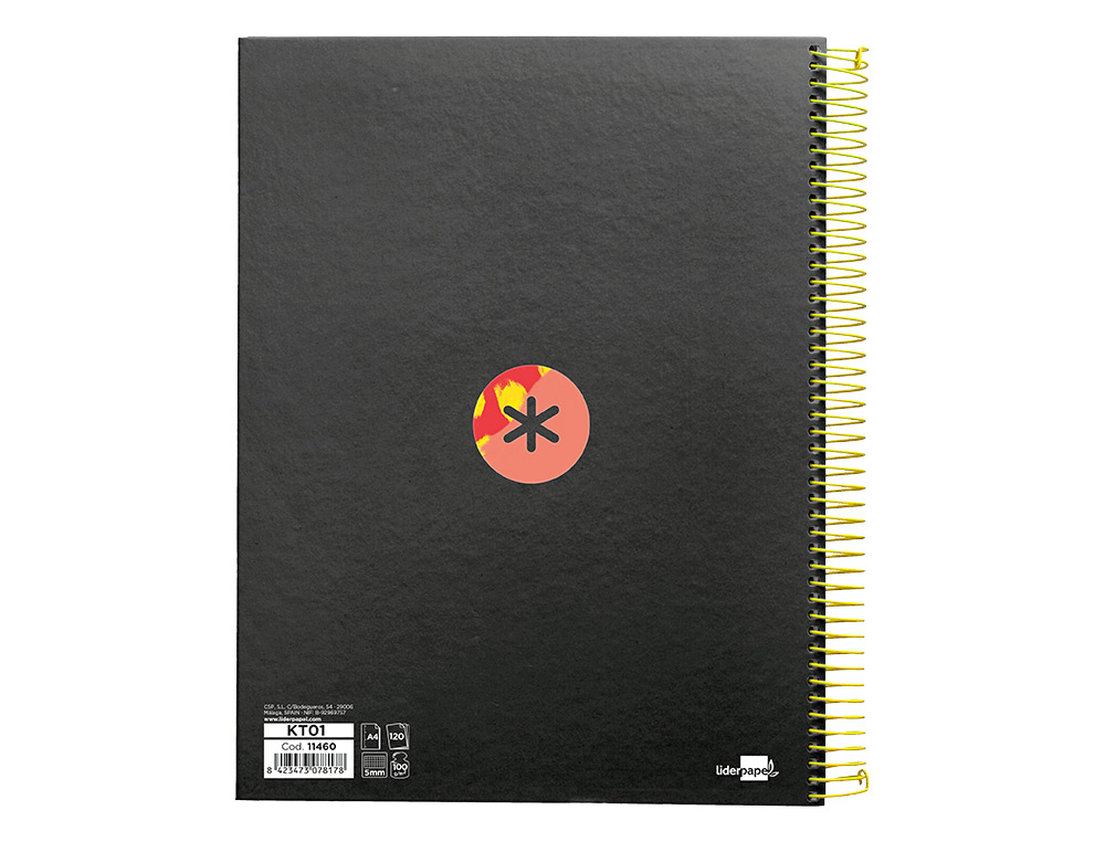 CAHIER SPIRALE ANTARTIK A4 120F 100G REMBORDE 5X5MM MICRO-PERF 5 BANDES 4 TROUS TRENDING 2020 NOIR