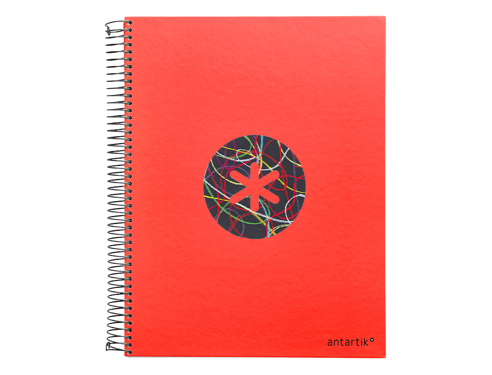 CAHIER SPIRALE ANTARTIK A4 120F 100G REMBORDE 5X5MM MICRO-PERF 5 BANDES 4 TROUS TRENDING 2020 ROUGE