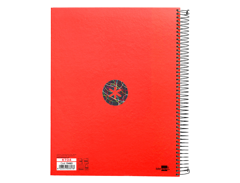 CAHIER SPIRALE ANTARTIK A4 120F 100G REMBORDE 5X5MM MICRO-PERF 5 BANDES 4 TROUS TRENDING 2020 ROUGE